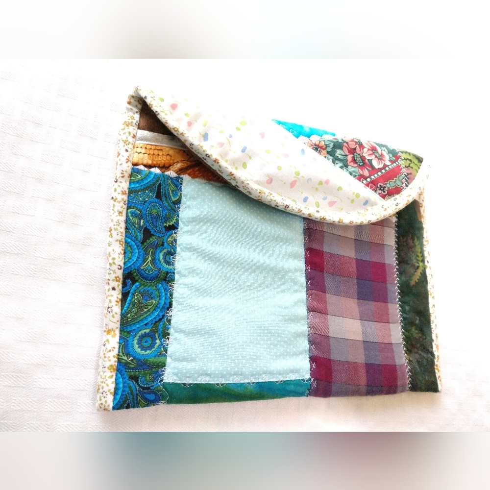 Adorable Vintage Patchwork Clutch Bag Pouch Homemade Handmade Colorful - Picture 3 of 14